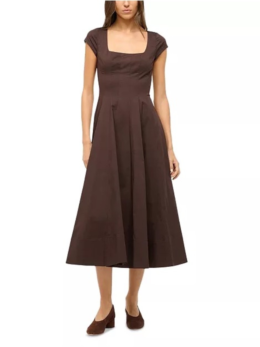 STAUD Short Sleeve Wells Dress In Earth Size 2